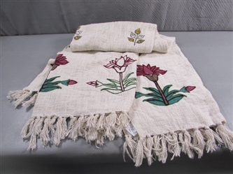 NEW FLORAL DESIGN COTTON WOVEN THROW