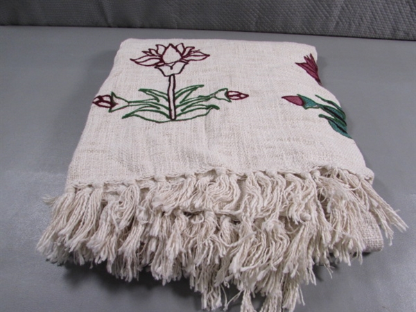 NEW FLORAL DESIGN COTTON WOVEN THROW