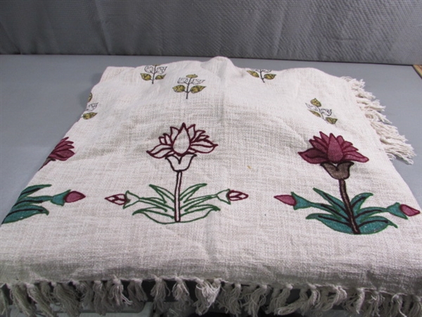 NEW FLORAL DESIGN COTTON WOVEN THROW