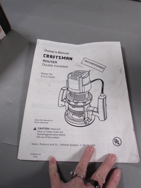 CRAFTSMAN 2HP PROFESSIONAL ROUTER W/ 1/2 COLLET & ALPHABET TEMPLATES