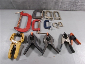 ASSORTED SIZES & STYLES OF CLAMPS