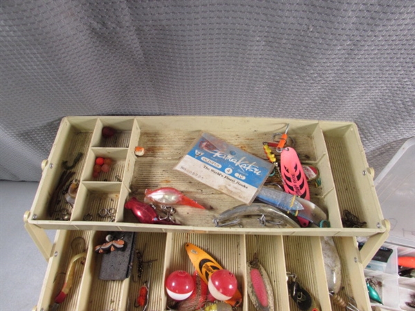 LARGE ASSORTMENT OF FISHING TACKLE & TACKLE BOXES