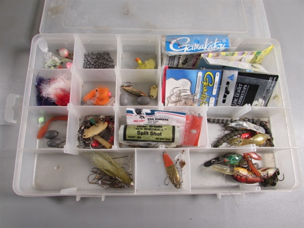 LARGE ASSORTMENT OF FISHING TACKLE & TACKLE BOXES