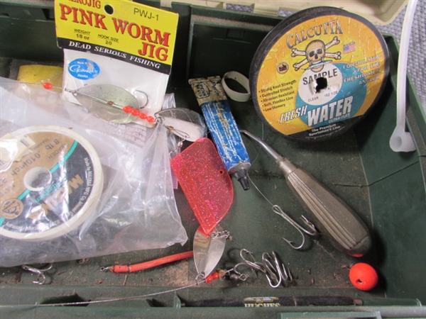 LARGE PLANO TACKLE BOX & ASSORTED FISHING TACKLE