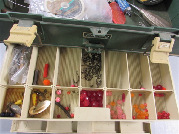 LARGE PLANO TACKLE BOX & ASSORTED FISHING TACKLE