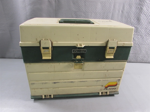 LARGE PLANO TACKLE BOX & ASSORTED FISHING TACKLE