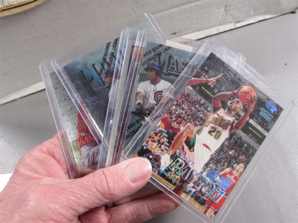 1 3-ROW BOX OF SPORTS TRADING CARDS - FOILS, DIE-CUT, ETC.