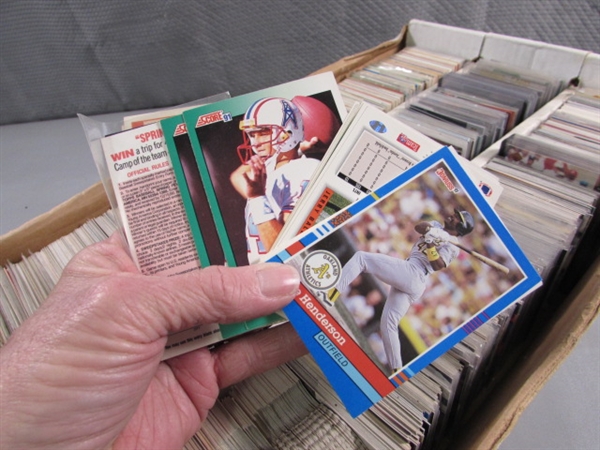 1 3-ROW BOX OF SPORTS TRADING CARDS - FOILS, DIE-CUT, ETC.