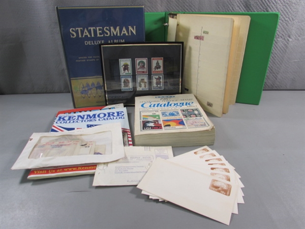 STATESMAN STAMP ALBUM W/STAMPS & LOOSE STAMPS