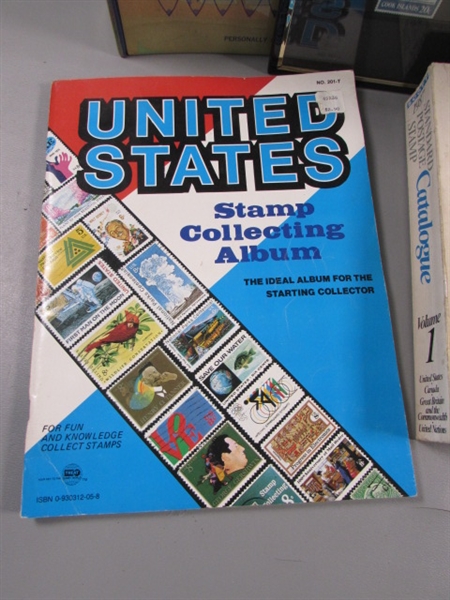 STATESMAN STAMP ALBUM W/STAMPS & LOOSE STAMPS