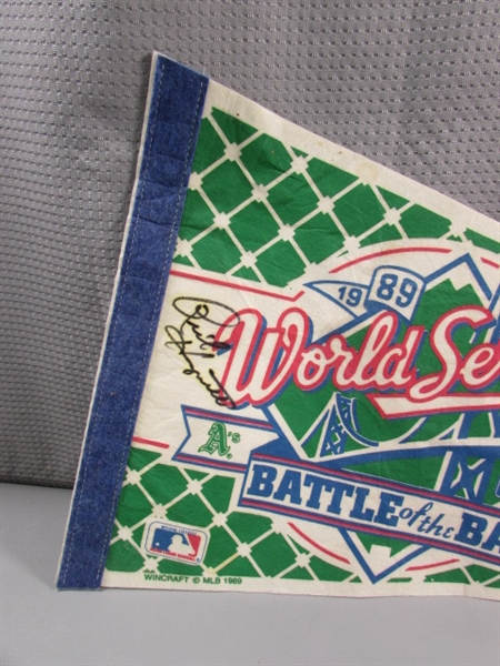 1989 BATTLE OF THE BAY PENNANT W/2 AUTOGRAPHS