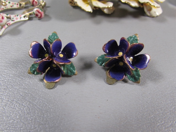 VINTAGE ENAMELED CLIP-ON & SCREW BACK EARRINGS