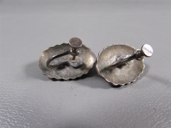 STERLING SILVER NON-PIERCED EARRINGS & A PIN