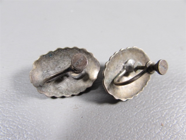 STERLING SILVER NON-PIERCED EARRINGS & A PIN