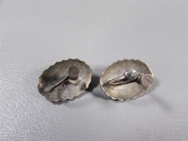 STERLING SILVER NON-PIERCED EARRINGS & A PIN