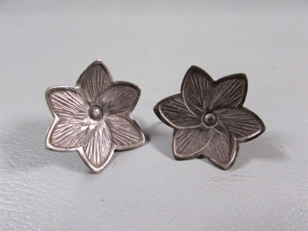 STERLING SILVER NON-PIERCED EARRINGS & A PIN