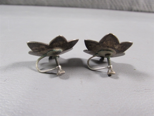 STERLING SILVER NON-PIERCED EARRINGS & A PIN