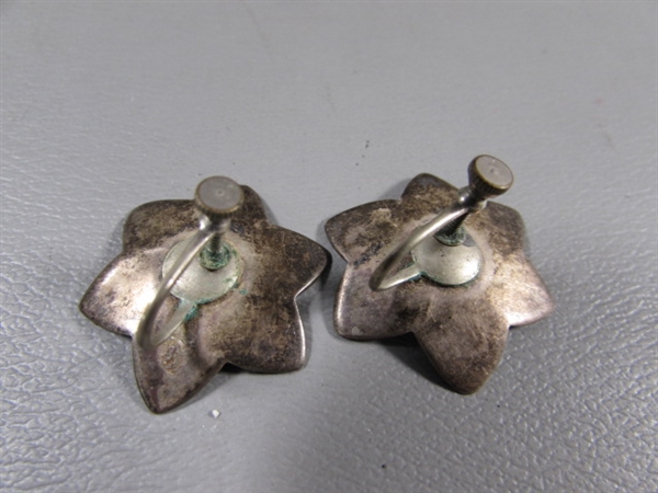 STERLING SILVER NON-PIERCED EARRINGS & A PIN