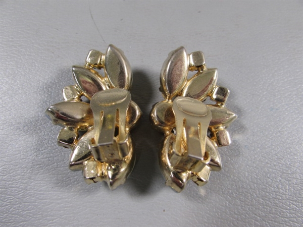 VINTAGE GOLD-TONE RHINESTONE CLIP-ON & SCREWBACK EARRINGS