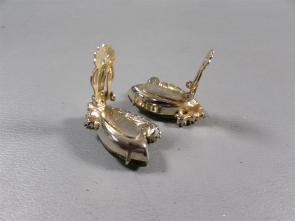 VINTAGE GOLD-TONE RHINESTONE CLIP-ON & SCREWBACK EARRINGS