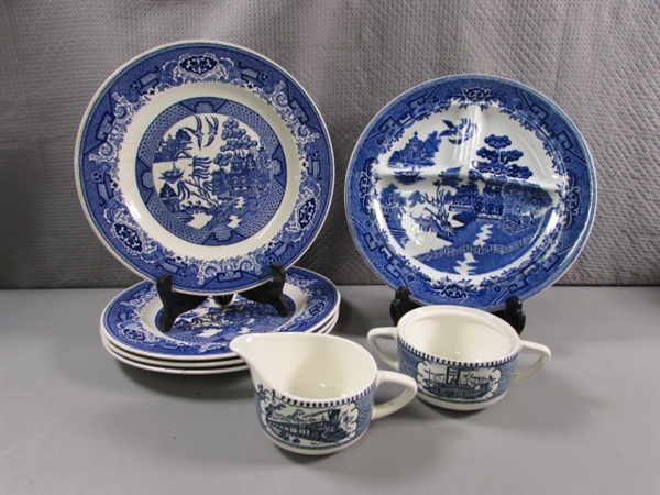 BLUE TRANSFERWARE & CURRIER & IVES