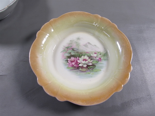 MIXED LOT OF SERVING BOWLS & COVERED CASSEROLE