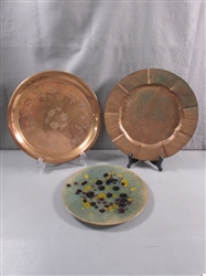 ENAMELED, HAMMERED & HAND FORMED COPPER PLATES/TRAYS