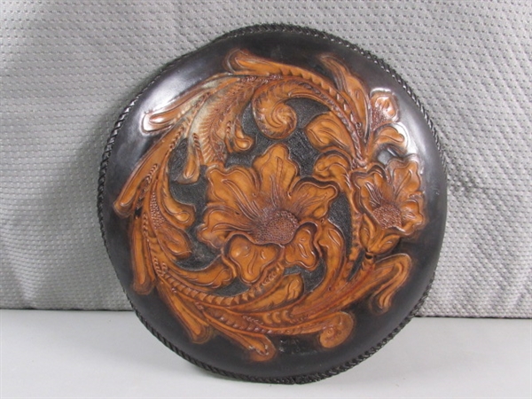 HAND TOOLED LEATHER SHIELD