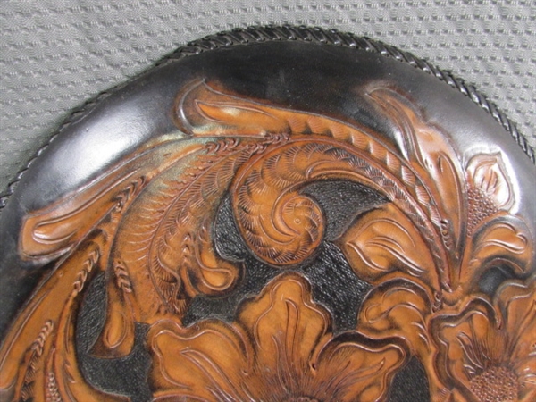 HAND TOOLED LEATHER SHIELD