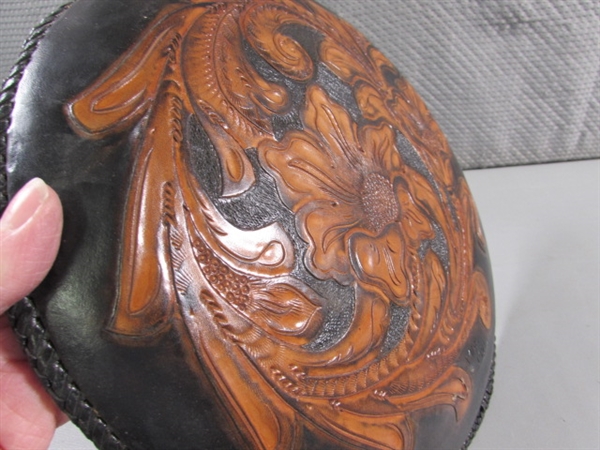 HAND TOOLED LEATHER SHIELD