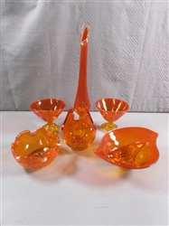 STUNNING HAND BLOWN ART GLASS IN ORANGE