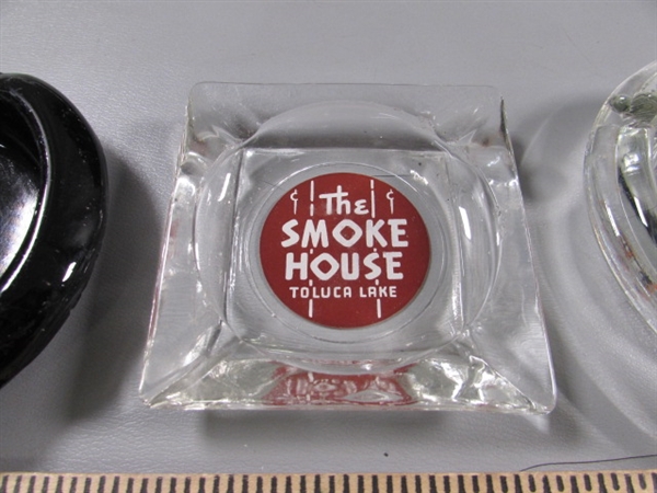 VINTAGE ASHTRAY COLLECTION & NEW CORNCOB PIPE