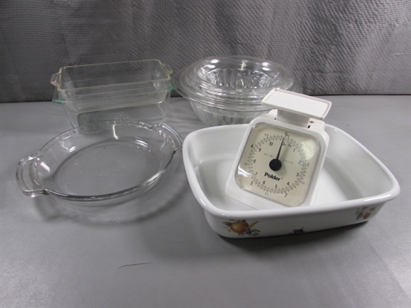 PYREX & CORDON BLEU BAKEWARE, MIXING BOWLS & KITCHEN SCALE