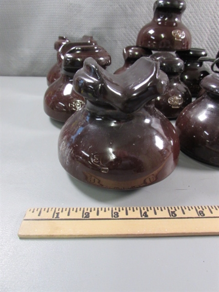 VINTAGE BROWN CERAMIC INSULATORS W/POSTS