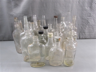 LOT #1 VINTAGE & ANTIQUE CLEAR GLASS BOTTLES