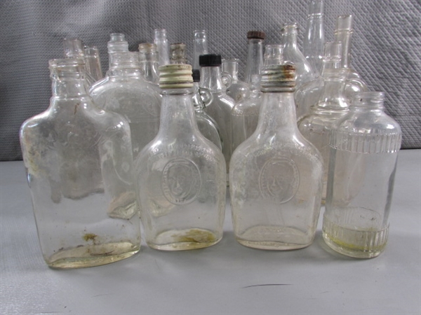 LOT #1 VINTAGE & ANTIQUE CLEAR GLASS BOTTLES