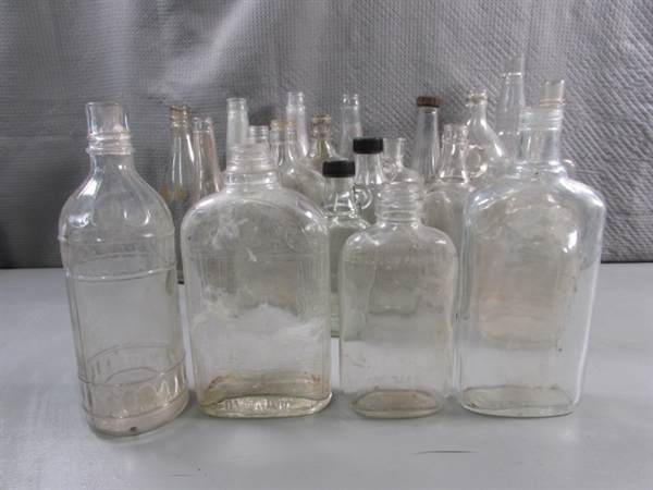 LOT #1 VINTAGE & ANTIQUE CLEAR GLASS BOTTLES