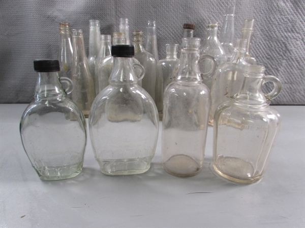 LOT #1 VINTAGE & ANTIQUE CLEAR GLASS BOTTLES