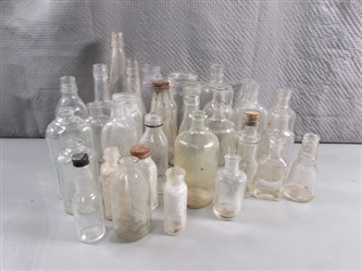 LOT #2 VINTAGE & ANTIQUE CLEAR GLASS BOTTLES