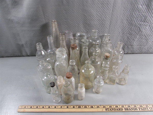 LOT #2 VINTAGE & ANTIQUE CLEAR GLASS BOTTLES