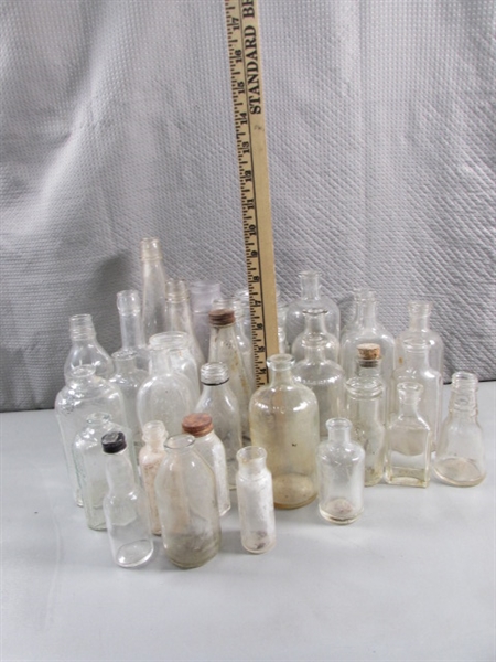 LOT #2 VINTAGE & ANTIQUE CLEAR GLASS BOTTLES