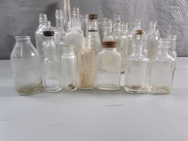 LOT #2 VINTAGE & ANTIQUE CLEAR GLASS BOTTLES