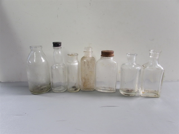 LOT #2 VINTAGE & ANTIQUE CLEAR GLASS BOTTLES