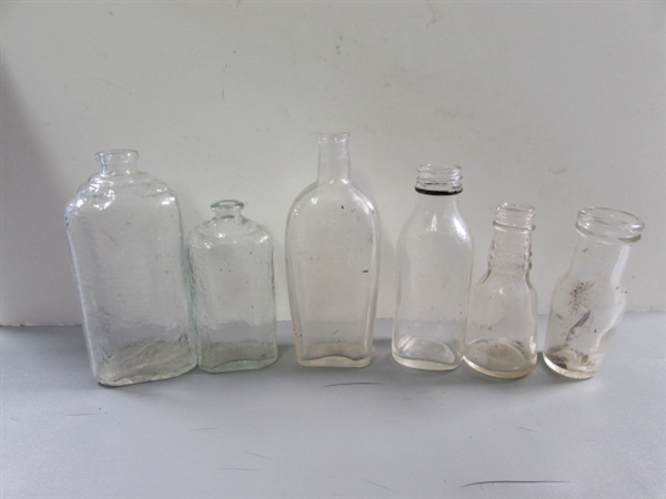 LOT #2 VINTAGE & ANTIQUE CLEAR GLASS BOTTLES