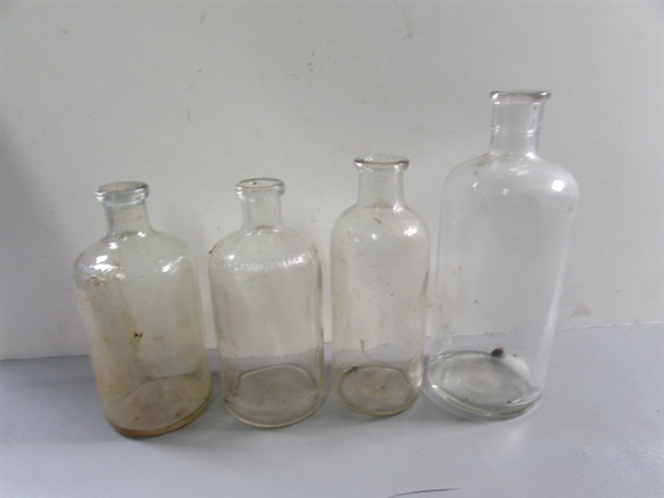 LOT #2 VINTAGE & ANTIQUE CLEAR GLASS BOTTLES