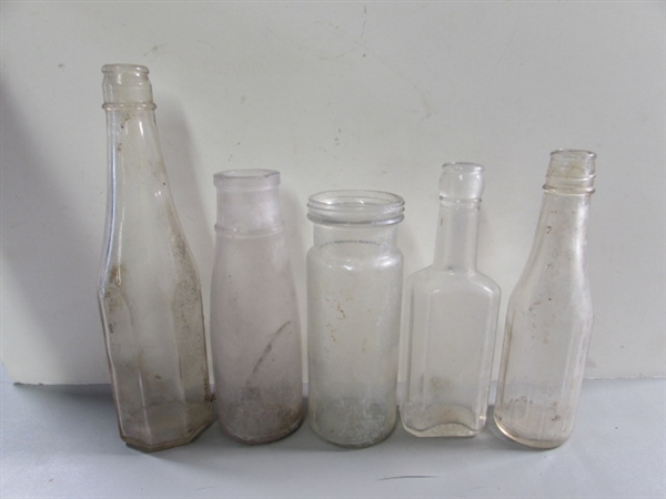 LOT #2 VINTAGE & ANTIQUE CLEAR GLASS BOTTLES