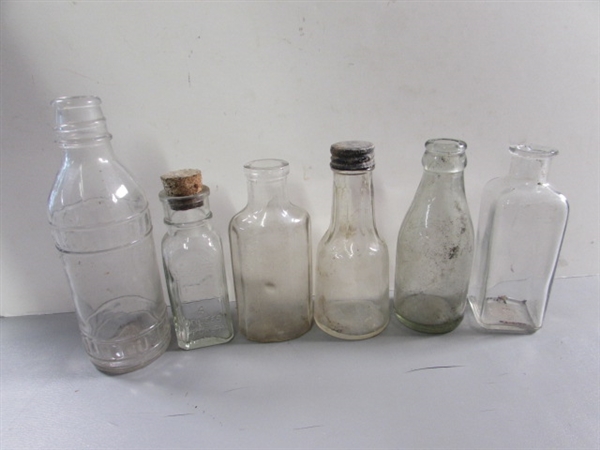 LOT #2 VINTAGE & ANTIQUE CLEAR GLASS BOTTLES