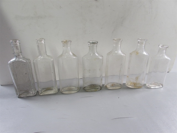 LOT #5 VINTAGE & ANTIQUE CLEAR GLASS APOTHECARY BOTTLES