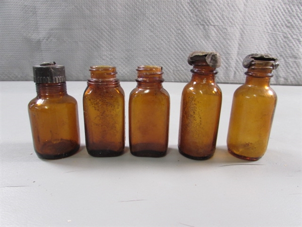 LOT #6 VINTAGE & ANTIQUE BROWN GLASS BOTTLES