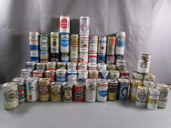 LARGE COLLECTION OF VINTAGE TIN & ALUMINUM BEER CANS - EMPTY